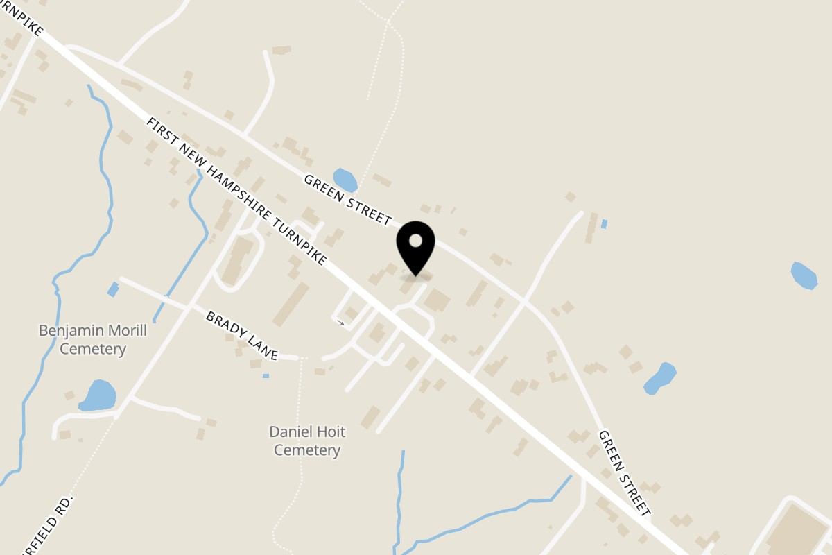 Map showing the location of Northwood House of Pizza & Subs on 262 1st New Hampshire Turnpike in Northwood